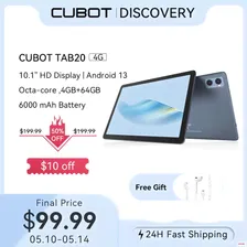 Cubot TAB 20, планшет Android 13, восьмиядерный процессор, планшет 10 дюймов дисплей, 6000мАч, 4 ГБ+64 ГБ(поддержка до 256 ГБ расширенной), сеть 4G, 13МП камера,планшеты недорогие,планшетный компьютер