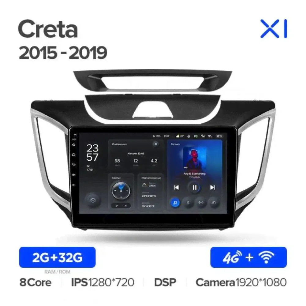 Штатная магнитола для Hyundai Creta (2015-2019 Teyes X1 с 4G (Android 10)-0